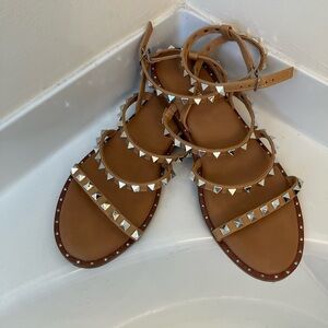 Elegant Tan Studded Sandals